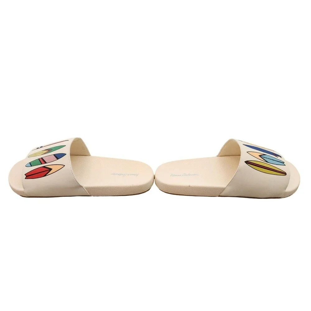 Hanna Andersson Slide Sandals Surfboard Print Summer Beach Y4/5 Women 5.5–6.5